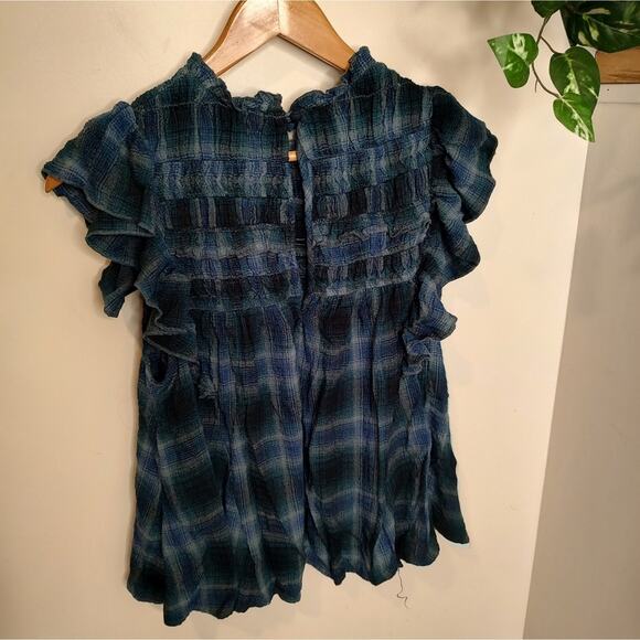 Free People Not your Average Girl Flannel Sleeveless Ruffle Top size XS - Picture 5 of 11